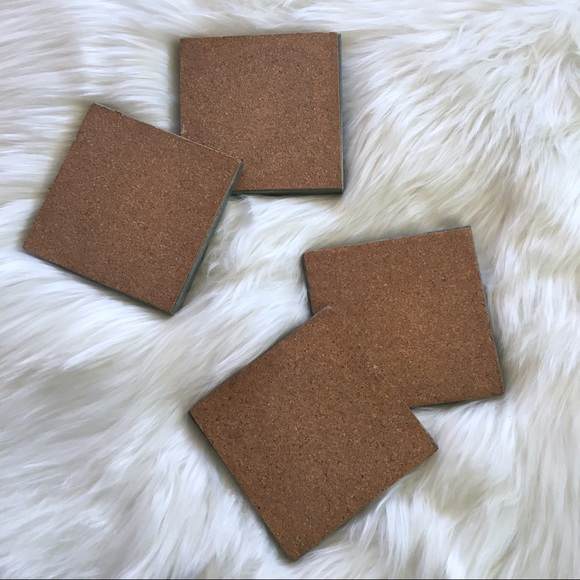 Natural Stone Cork Square Boho Coasters Set of 4 - Picture 3 of 3